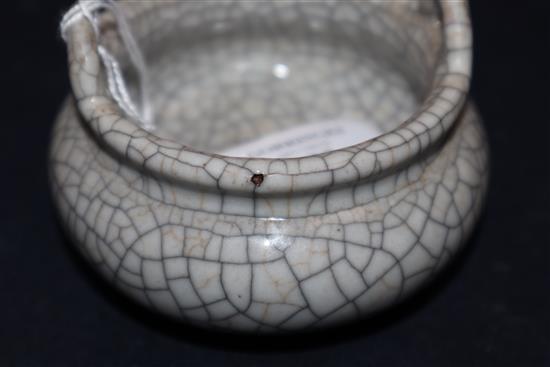 A Chinese crackle glaze tripod censer diameter 7.5cm